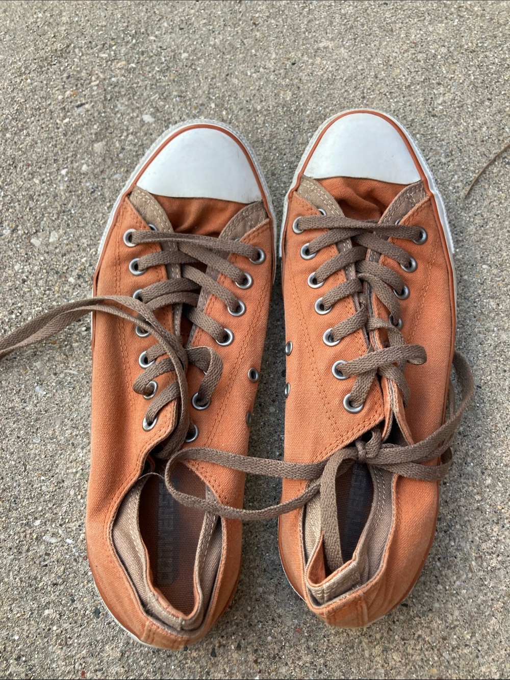 Men's Orange Canvas Low-Top Sneakers with Brown Accents